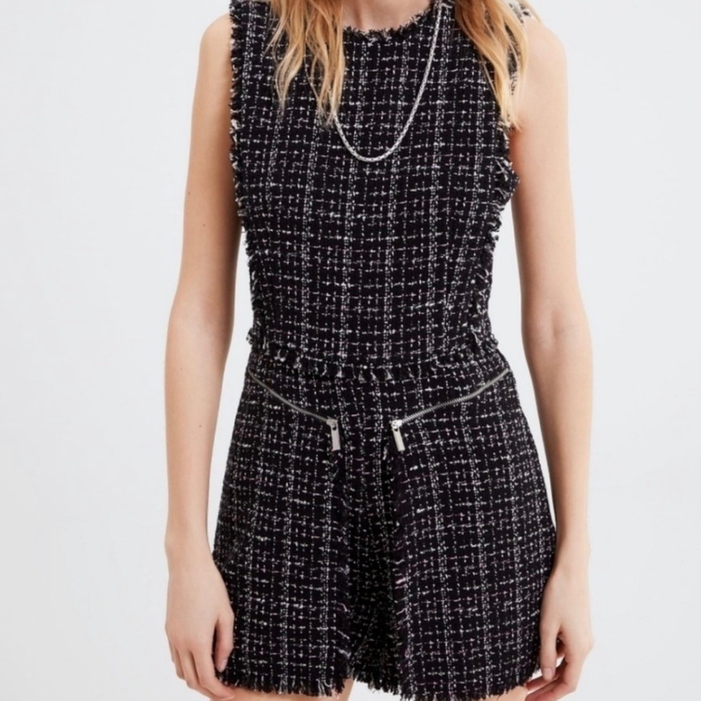 Zara Tweed Pinafore Romper Jumpsuit Size S